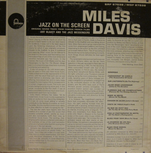 Miles Davis / Art Blakey & The Jazz Messengers - Jazz On The Screen | Fontana (MGF 27532) - 2 Miles Davis / Art Blakey & The Jazz Messengers - Jazz On The Screen | Fontana (MGF 27532) - 2
