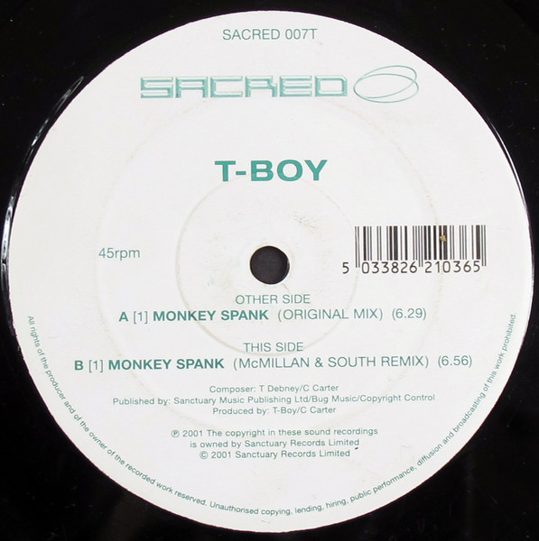 T-Boy - Monkey Spank | Sacred Beats (SACRED 007T) - main
