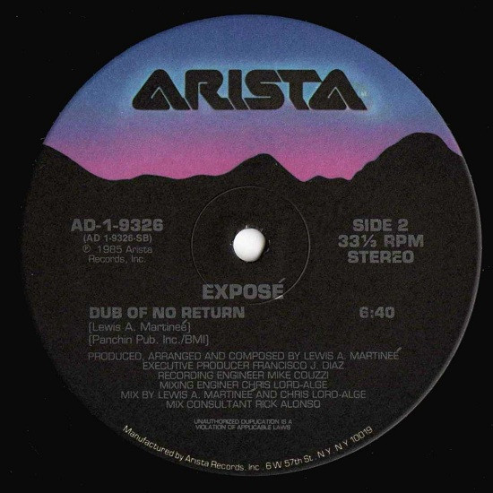 Exposé - Point Of No Return | Arista (AD-1-9326) - 2