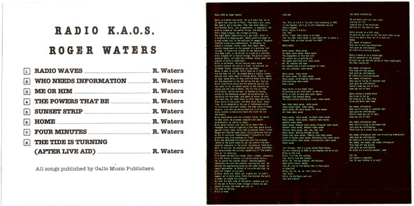 Roger Waters - Radio K.A.O.S. CD | Columbia (CDANIC 038) - 2 Roger Waters - Radio K.A.O.S. CD | Columbia (CDANIC 038) - 2