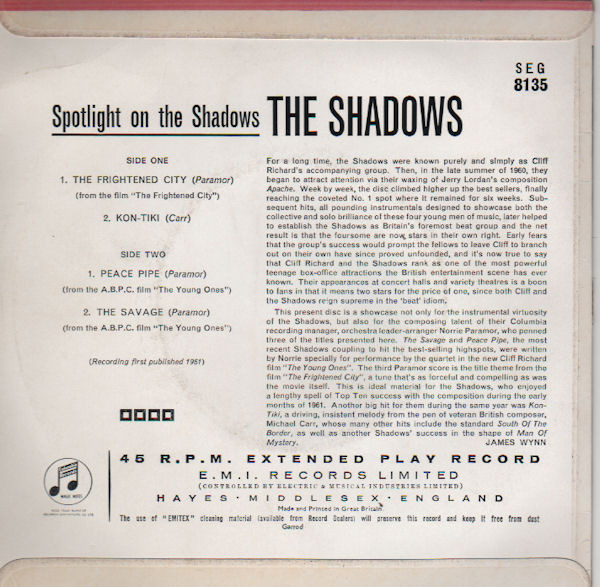 The Shadows - Spotlight On The Shadows | Columbia (SEG 8135)