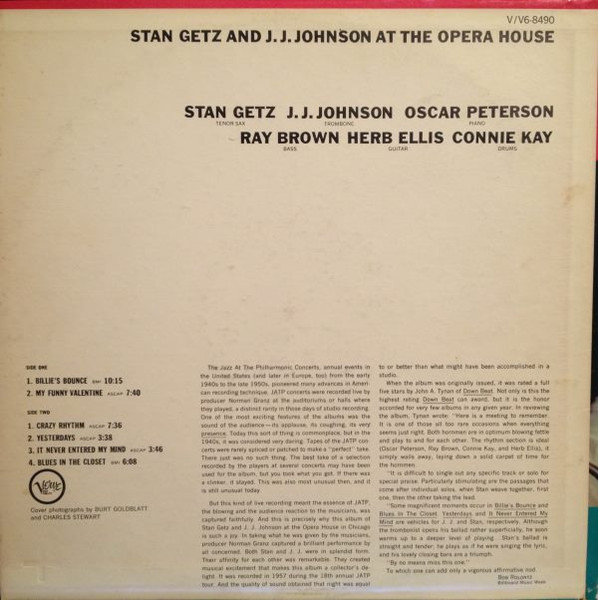 Stan Getz And J.J. Johnson - At The Opera House | Verve Records (V6-8490) - 2 Stan Getz And J.J. Johnson - At The Opera House | Verve Records (V6-8490) - 2