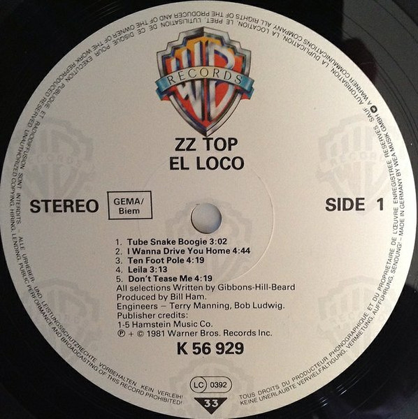 ZZ Top - El Loco | Warner Bros. Records (K 56 929) - 3 ZZ Top - El Loco | Warner Bros. Records (K 56 929) - 3
