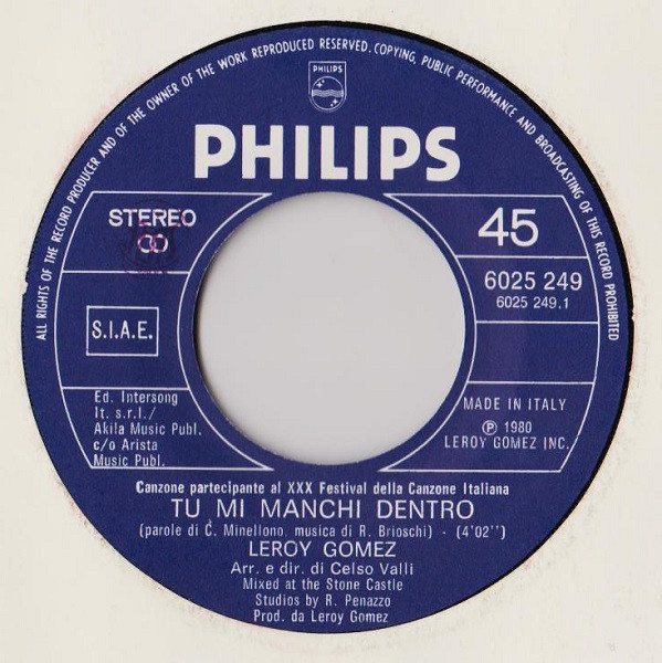 Leroy Gomez - Tu Mi Manchi Dentro | Philips (6025 249) - 3