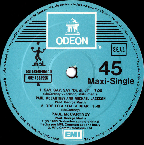 Paul McCartney & Michael Jackson - Say Say Say | Odeon (052 1653996) - 4