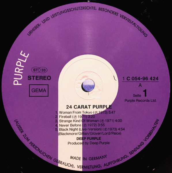 Deep Purple - 24 Carat Purple | Purple Records (1C 054-96 424) - 3