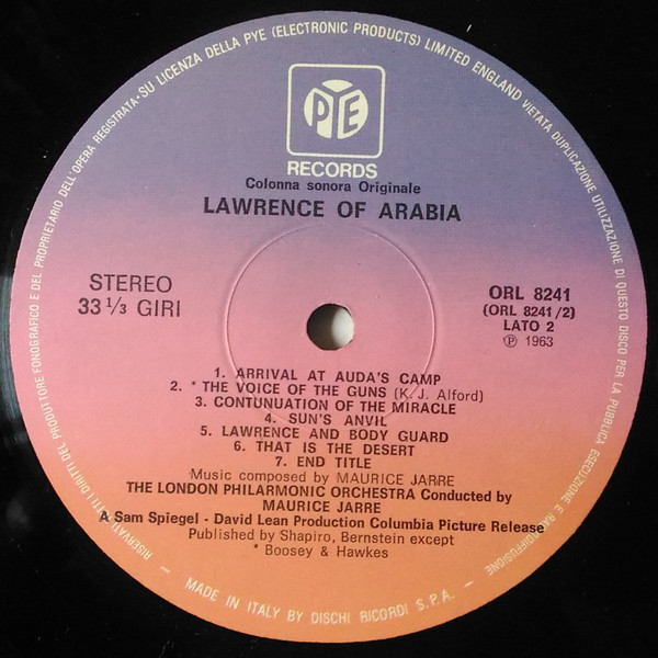 Maurice Jarre , London Philharmonic Orchestra - Colonna Sonora Originale Del Film Lawrence Of Arabia | Pye Records (ORL 8241) - 2 Maurice Jarre , London Philharmonic Orchestra - Colonna Sonora Originale Del Film Lawrence Of Arabia | Pye Records (ORL 8241) - 2
