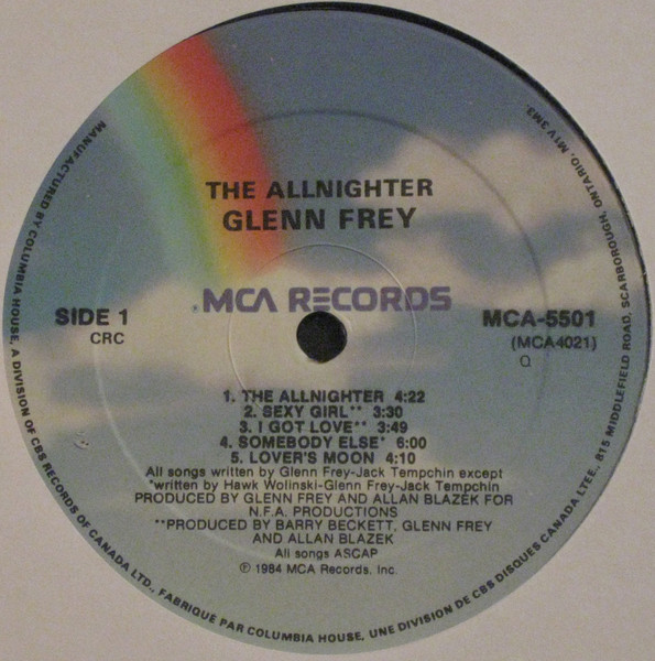 Glenn Frey - The Allnighter | MCA Records (MCA-5501) - 3