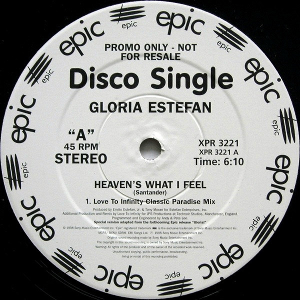 Gloria Estefan - Heaven's What I Feel | Epic (XPR 3221) - 2 Gloria Estefan - Heaven's What I Feel | Epic (XPR 3221) - 2