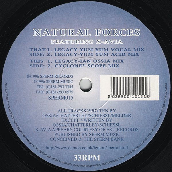 Natural Forces Featuring X-Avia - Legacy | Sperm Records (SPERM015) - main Natural Forces Featuring X-Avia - Legacy | Sperm Records (SPERM015) - main