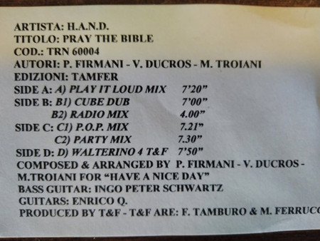 H.A.N.D. - Pray The Bible | Train! Records (TRN 60004) - main H.A.N.D. - Pray The Bible | Train! Records (TRN 60004) - main