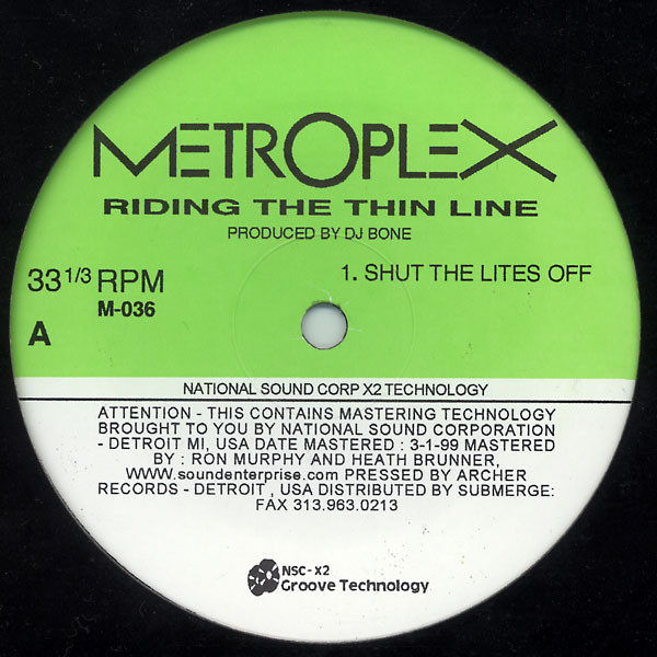 DJ Bone - Riding The Thin Line | Metroplex (M-036)