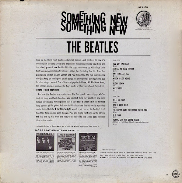 The Beatles - Something New | Capitol Records (ST 2108) - 2 The Beatles - Something New | Capitol Records (ST 2108) - 2