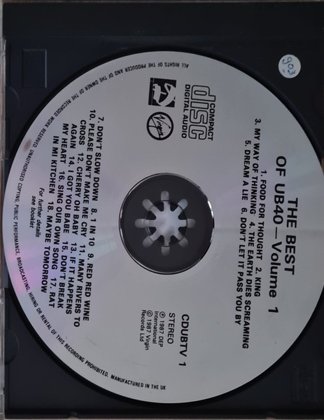 UB40 - The Best Of UB40 - Volume One | DEP International (CDUBTV1) - 3 UB40 - The Best Of UB40 - Volume One | DEP International (CDUBTV1) - 3