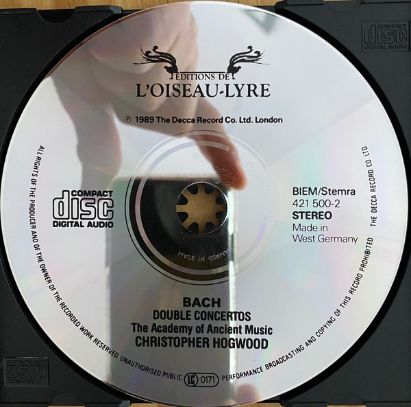 Johann Sebastian Bach , The Academy Of Ancient Music , Christopher Hogwood - Double Concertos | L'Oiseau-Lyre (421 500-2) - 4