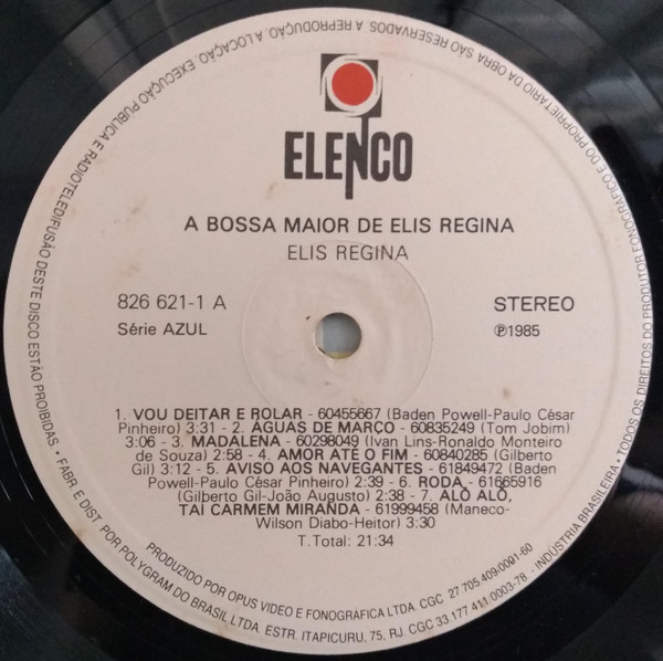 Elis Regina - A Bossa Maior De Elis Regina | Elenco (826 621-1) - 3 Elis Regina - A Bossa Maior De Elis Regina | Elenco (826 621-1) - 3