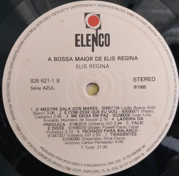 Elis Regina - A Bossa Maior De Elis Regina | Elenco (826 621-1) - 4 Elis Regina - A Bossa Maior De Elis Regina | Elenco (826 621-1) - 4