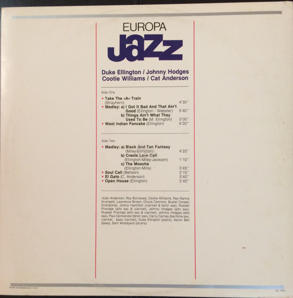Duke Ellington , Cat Anderson , Cootie Williams , Johnny Hodges - Europa Jazz #12 | Europa Jazz (EJ-1010) - 2 Duke Ellington , Cat Anderson , Cootie Williams , Johnny Hodges - Europa Jazz #12 | Europa Jazz (EJ-1010) - 2