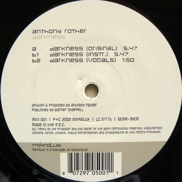 Anthony Rother - Darkness | Mikrolux (MKX 001) - main