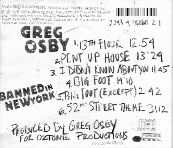 Greg Osby - Banned In New York | Blue Note (7 243 4 96860 2 1) - 4