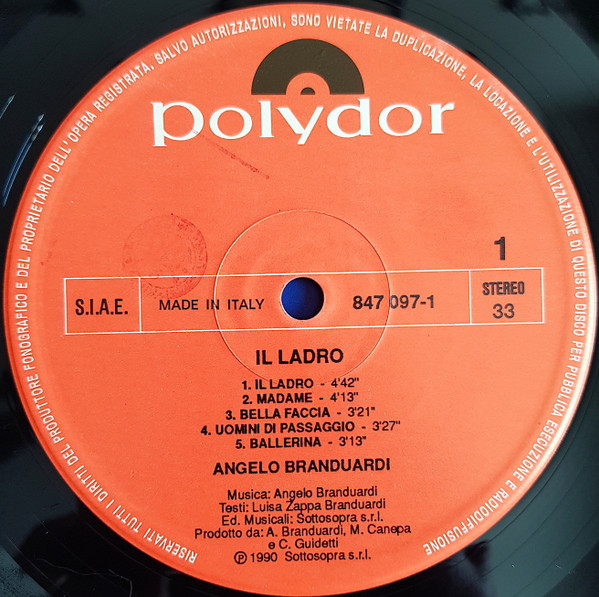 Angelo Branduardi - Il Ladro | Polydor (847 097-1) - 3