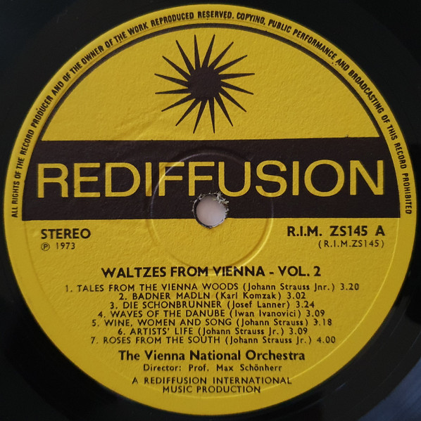 Orchester Der Wiener Staatsoper , Director Max Schönherr - Waltzes From Vienna Volume 2 | Rediffusion (ZS145) - 3