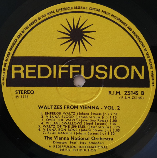 Orchester Der Wiener Staatsoper , Director Max Schönherr - Waltzes From Vienna Volume 2 | Rediffusion (ZS145) - 4