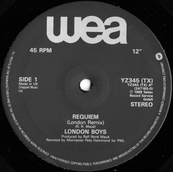 London Boys - Requiem | WEA (YZ345 (TX)) - 3