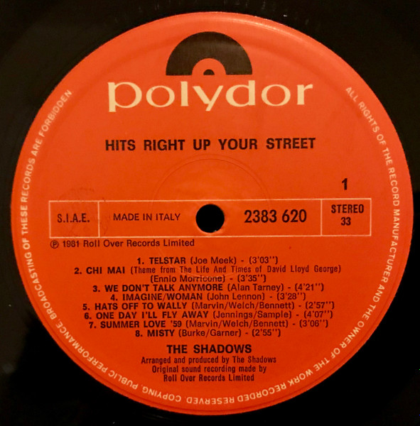 The Shadows - Hits Right Up Your Street | Polydor (2883 620) - 3