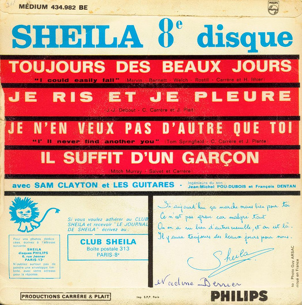 Sheila - Toujours Des Beaux Jours | Philips (434 982 BE) - 2