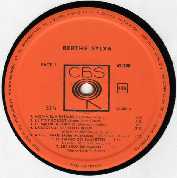Berthe Sylva - Mon Vieux Pataud | CBS (62 280) - 3