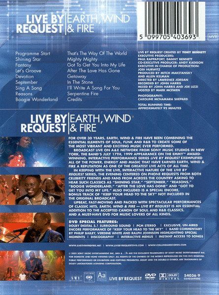 Earth, Wind & Fire - Live By Request | SMV Enterprises (54036 9) - 3