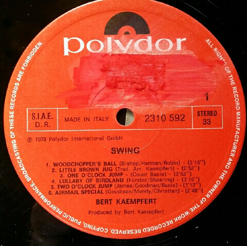 Bert Kaempfert - Swing | Polydor (2310 592) - 3 Bert Kaempfert - Swing | Polydor (2310 592) - 3