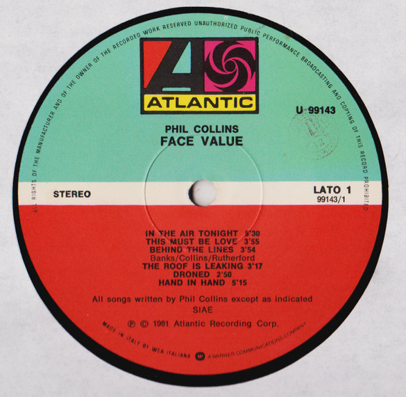 Phil Collins - Face Value | Atlantic (U 99143) - 3 Phil Collins - Face Value | Atlantic (U 99143) - 3
