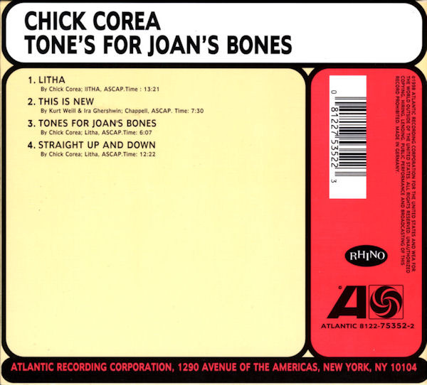 Chick Corea - Tones For Joan's Bones | Atlantic (8122-75352-2) - 2 Chick Corea - Tones For Joan's Bones | Atlantic (8122-75352-2) - 2