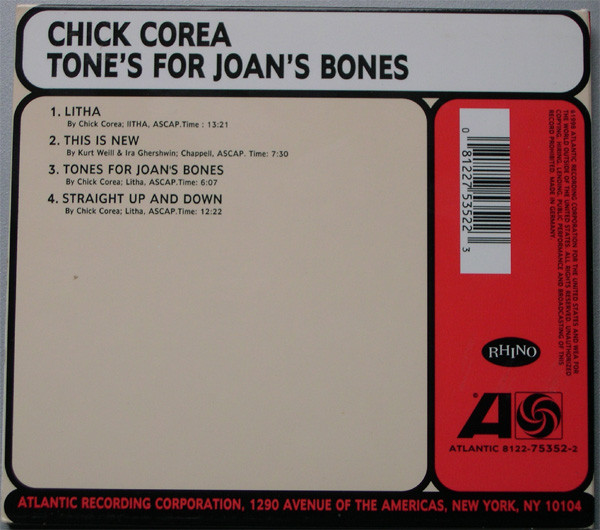 Chick Corea - Tones For Joan's Bones | Atlantic (8122-75352-2) - 4 Chick Corea - Tones For Joan's Bones | Atlantic (8122-75352-2) - 4