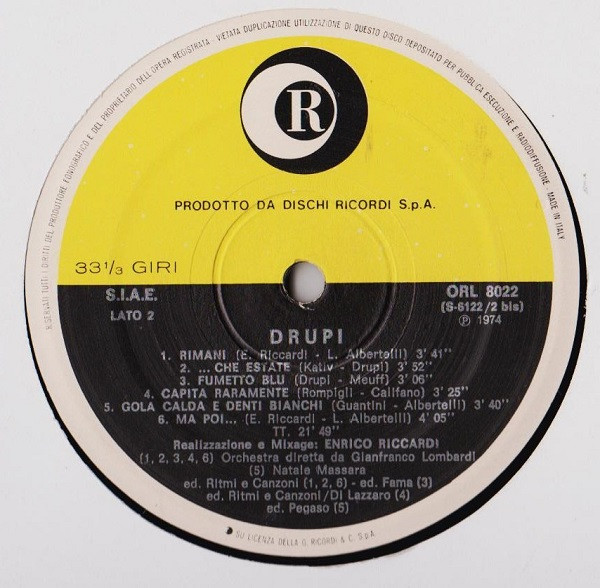 Drupi - Drupi | Ricordi (ORL 8022) - 4