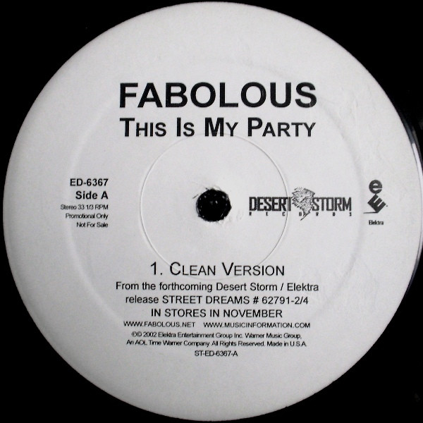 Fabolous - This Is My Party | Elektra (ED-6367) - main Fabolous - This Is My Party | Elektra (ED-6367) - main