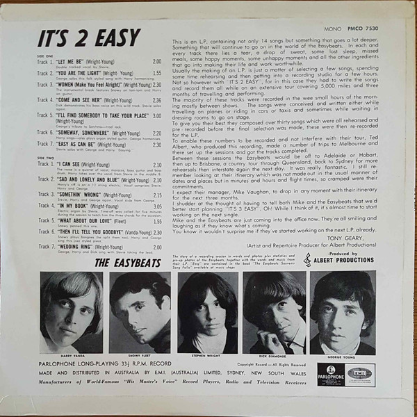 The Easybeats - It's 2 Easy | Parlophone (PMCO 7530) - 2 The Easybeats - It's 2 Easy | Parlophone (PMCO 7530) - 2