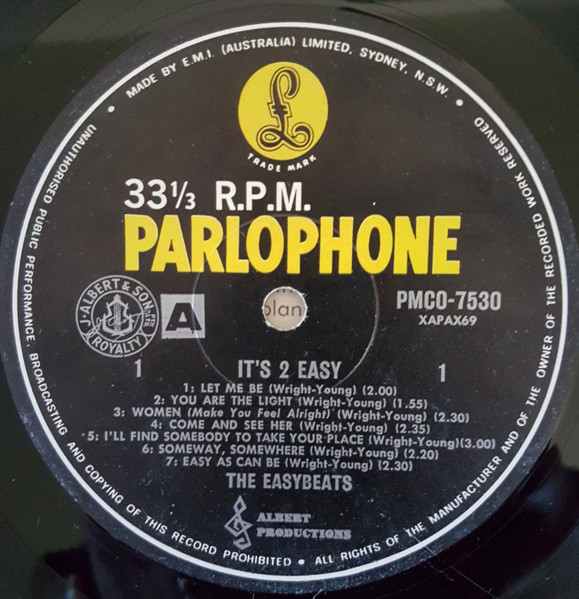 The Easybeats - It's 2 Easy | Parlophone (PMCO 7530) - 3 The Easybeats - It's 2 Easy | Parlophone (PMCO 7530) - 3