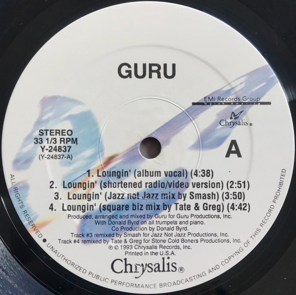 Guru - Loungin' | Chrysalis (Y-24837) - 3 Guru - Loungin' | Chrysalis (Y-24837) - 3