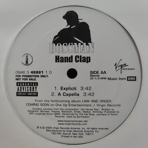 Bossman - Hand Clap | Virgin Records America, Inc. (0946 3 48881 1 0) - 3 Bossman - Hand Clap | Virgin Records America, Inc. (0946 3 48881 1 0) - 3