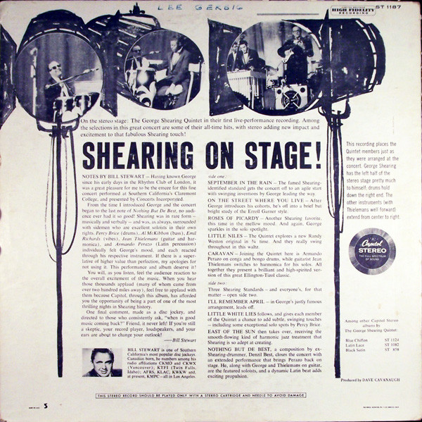 The George Shearing Quintet - Shearing On Stage! | Capitol Records (ST 1187) - 2 The George Shearing Quintet - Shearing On Stage! | Capitol Records (ST 1187) - 2