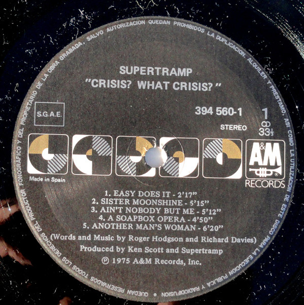 Supertramp - Crisis? What Crisis? | A&M Records (LP 394 560-1) - 3