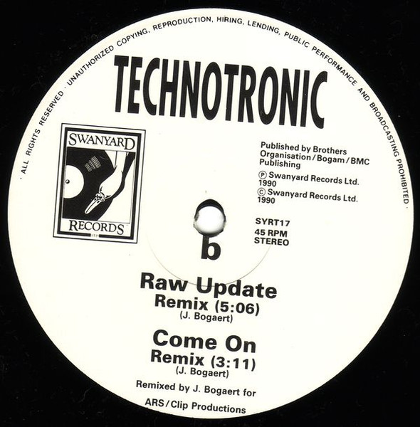 Technotronic - Megamix | Swanyard Records Ltd (SYRT17) - 4