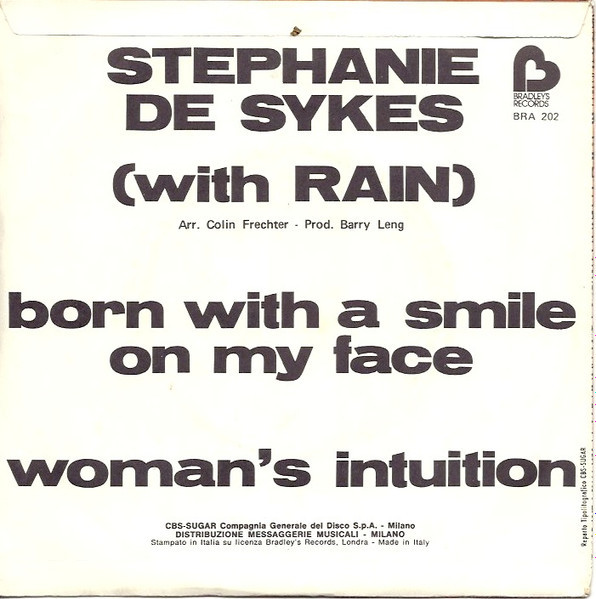 Stephanie De-Sykes With Rain - Born With A Smile On My Face / Woman's Intuition | Bradley's Records (BRA 202) - 2 Stephanie De-Sykes With Rain - Born With A Smile On My Face / Woman's Intuition | Bradley's Records (BRA 202) - 2