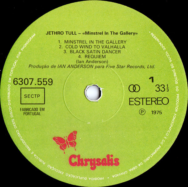 Jethro Tull - Minstrel In The Gallery | Chrysalis (6307 559) - 3