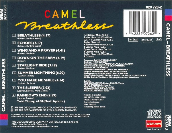Camel - Breathless | Deram (820 726-2) - 3
