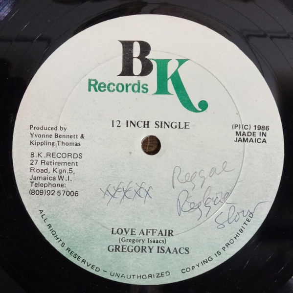 Gregory Isaacs - Love Affair | BK Records (none) - main
