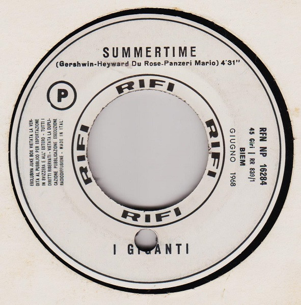 I Giganti / Iva Zanicchi - Summertime / La Felicità | Rifi (RFN NP 16284)